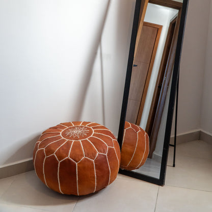 SHAMA - Round Leather Pouf