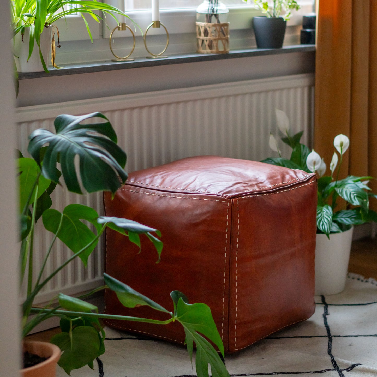 YETO - Square Leather Pouf